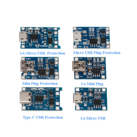 5PCS TP4056 Micro USB Type C Mini Plug 5V 1A 18650 Lithium Battery Charging Protection Board TE585 Lipo Charger Module ► Photo 1/5