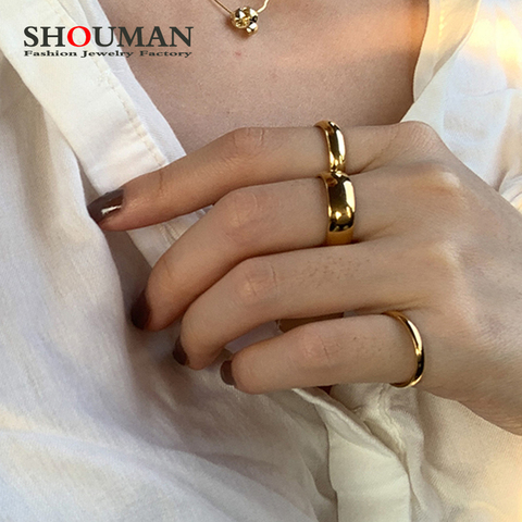 SHOUMAN 2/4/6/8mm Gold Stainless Steel Lover Couple Wedding Band Rings for Women Men Custom Engrave Name Valentine's Day Gift ► Photo 1/6