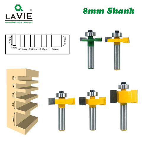 5pcs 8mm Shank T Slot Router Bit Bit with Bearing Wood Slotting Milling Cutter T Type Rabbeting Woodwork Tools for Wood MC02092 ► Photo 1/6