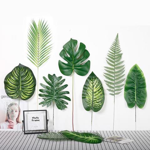 39 Styles Large Green Artificial Tropical Palm Tree Monstera Leaves Home Garden Office Bedroom Decoration Photography Background ► Photo 1/6
