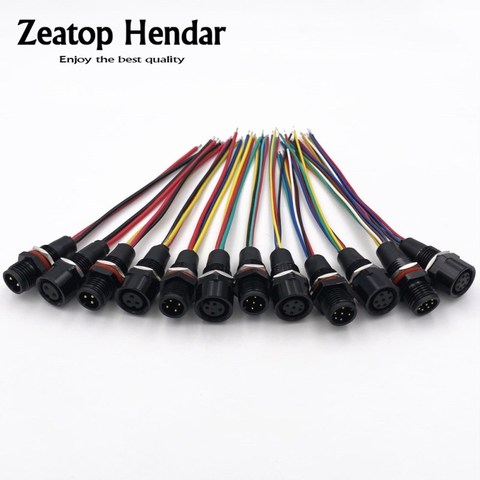 1Pcs M12 Waterproof 2 3 4 5 6 8 Pin Male /Female IP68 Panel Power Cable Plug for LED Strip Automatic Control Equipment Connector ► Photo 1/6