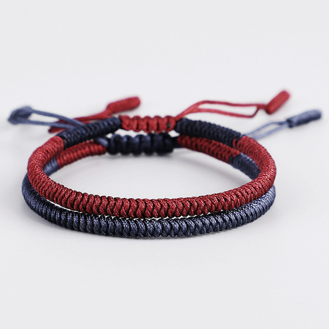 Tibetan Buddhist Lucky Charm Tibetan Bracelets For Women Men Handmade Knots Crimson Navy Rope Christmas Gift Thread Bracelet ► Photo 1/6