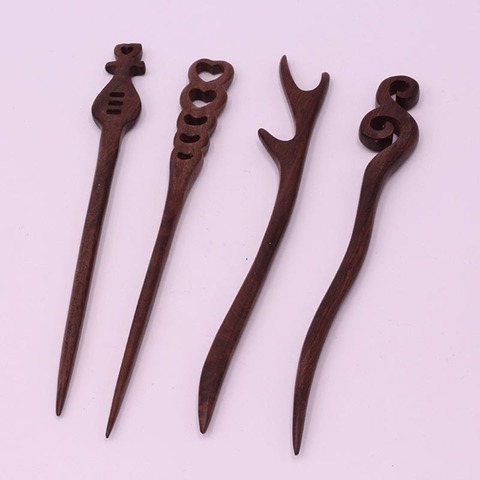 FORSEVEN Red Sandalwood Hair Pins Hair Sticks Wood Animal Bird Phoenix Hairpins Headpiece Women Headwear Hair Accessories JL ► Photo 1/6