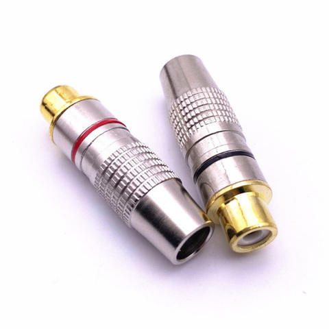 2pcs 1Balck+1Red Gold RCA Female Jack Plug Non Solder Audio Video Adapter Connector Female to Female Convertor for Coaxial Cable ► Photo 1/3