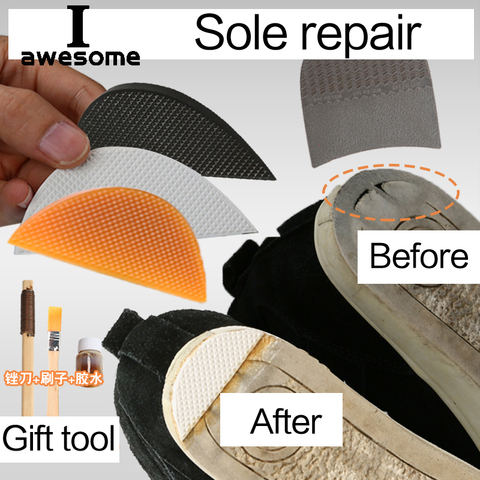 1 pair Rubber Heel DIY Replacement Shoe Soles Anti Slip Repair Outsole Soft Flat Thicken Elastic Rubber Protector For Men Women ► Photo 1/5