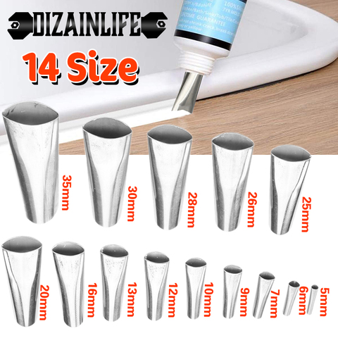 14PCS Stainless Steel Caulking Nozzle Applicator Finishing Tool Glue Mouth Perfect Caulking Finisher Scraper Grout Tool Parts ► Photo 1/6