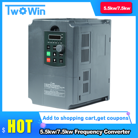 5.5KW/7.5KW  220v/380v Single Phase input and 3 Phase Output Frequency Converter/Adjustable Speed Drive/ VFD For spindle motor ► Photo 1/6