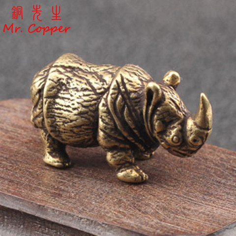 Handmade Pure Copper Cute Rhinoceros Miniatures Figurines Solid Vintage Brass Rhino Ornaments Tea Pets Desktop Decorations Craft ► Photo 1/6