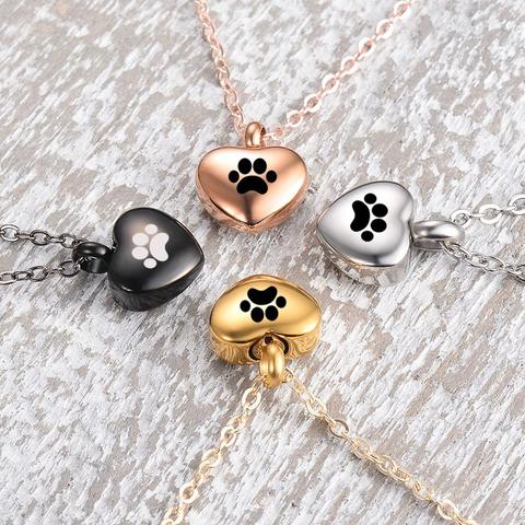 Engraved Heart Pets Paw Urn Necklace/bracelet,heart charms memorial ashes urn necklace/bracelet jewelry makings keepsake pendant ► Photo 1/5