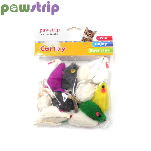 pawstrip 12Pcs/pack Rabbit Fur Cat Toy Interactive False Mouse Cat Toys With Sound Rattling ► Photo 1/6