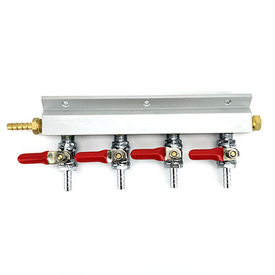 4 Output / 4 Way 6MM BARB  Gas Line	Manifold Splitter with Check Valves ► Photo 1/3