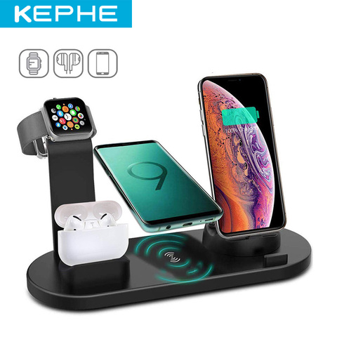 KEPHE 4 in 1 Wireless Charging Induction Charger Stand For iPhone 11 Pro X XS Max XR 8 Airpods Pro Apple Watch Docking Station ► Photo 1/6