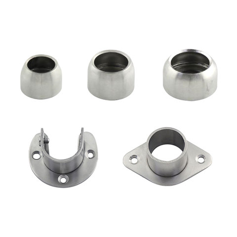 1Pcs Silver Stainless Steel Closet Rod Flanges Holder Bathroom Wardrobe Flanges Seat Clothes Tube Holder Fittings 19mm 22m 25mm ► Photo 1/6