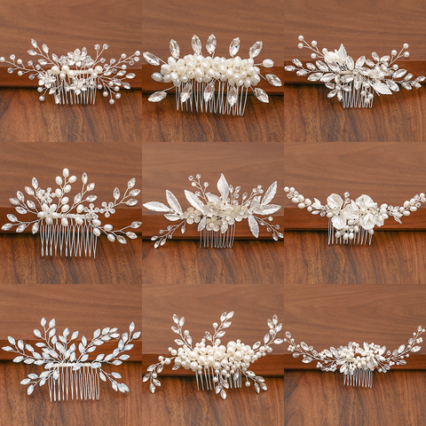 Silver Color Pearl Rhinestone Wedding Hair Combs Hair Accessories For Women Accessories Hair Ornaments Jewelry Bridal Headpiece ► Photo 1/6