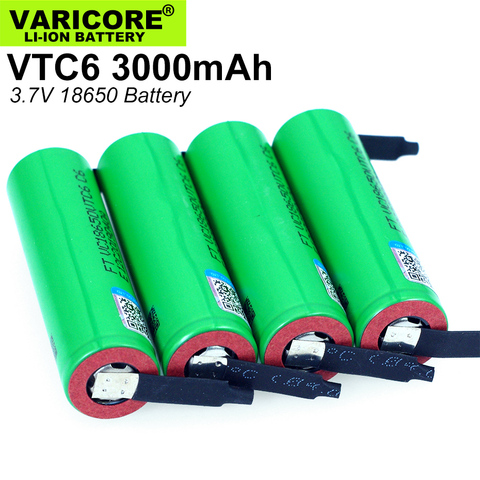 12PCS VariCore VTC6 3.7V 3000mAh 18650 Li-ion Battery 30A Discharge US18650VTC6 Tools e-cigarette batteries+DIY Nickel sheets ► Photo 1/4