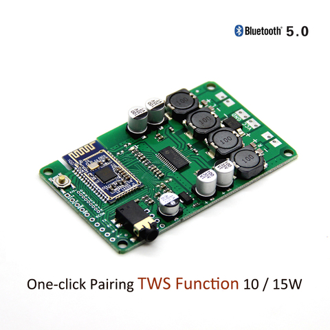 TWS Two Box Bluetooth 5.0 Power Amplifier Board 2x15W / 10W Support AUX Audio Input Support Serial Port Change Name ► Photo 1/5