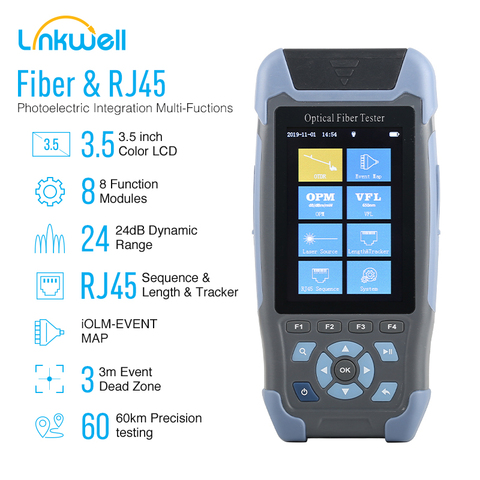 MINI OTDR Fiber Optic Reflectometer with 9 Functions VFL OLS OPM Event Map 24dB for 64km Cable Ethernet Fiber Cable Tester otdr ► Photo 1/5