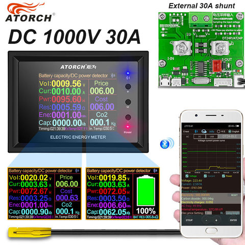 DT24P DC0-1000V 30A DC Power Supply Voltmeter Ammeter Battery Coulometer Capacity Amp Tester Battery Fuel Gauge Meter ► Photo 1/6