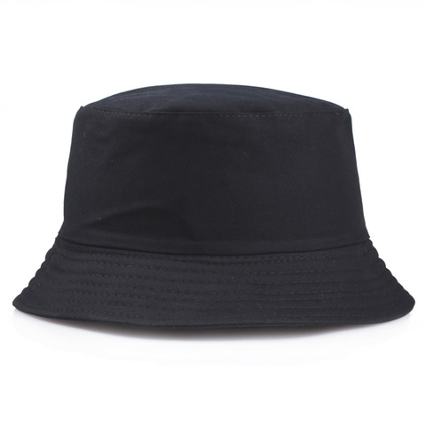 Solid Color Black Foldable Bucket Hat Beach Sun Hat Street Headwear Fisherman Outdoor White Cap Men and Woman Hat ► Photo 1/6