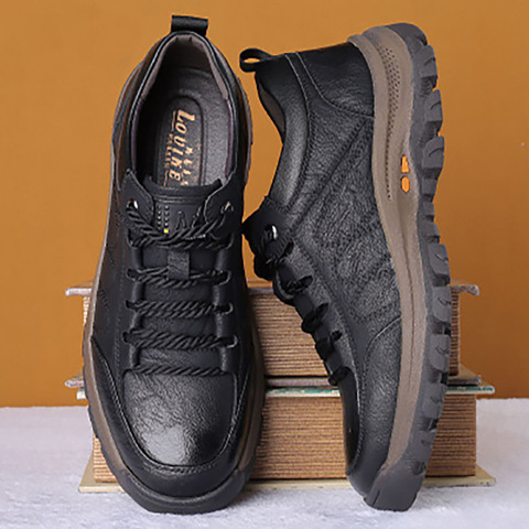 Brand New Men Casual Shoes Spring Split Leather Thick Buttom Wear-resistant Shoes British Style Men's Fashion Sneaker Shoe ► Photo 1/5