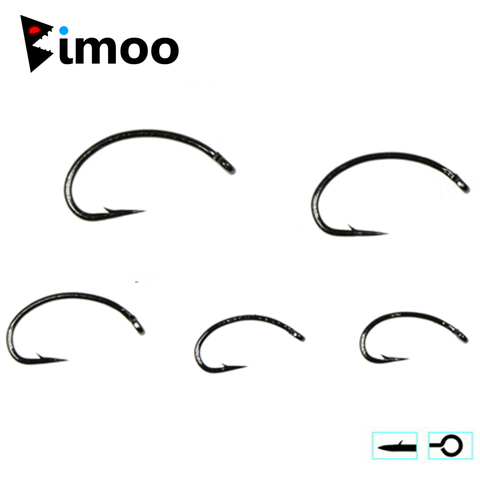 Bimoo 500pcs High Carbon Steel Fly Tying Curved Nymph Hooks Shrimp Scud Pupae Larvae Caddis Flies Tying Fishing Hooks #8-#16 ► Photo 1/6