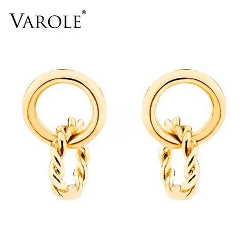 VAROLE Simple Circle Drop & Dangle Earrings For Women Geometric Light Dangle Earring Gold Color Fashion Jewelry Brincos ► Photo 1/6