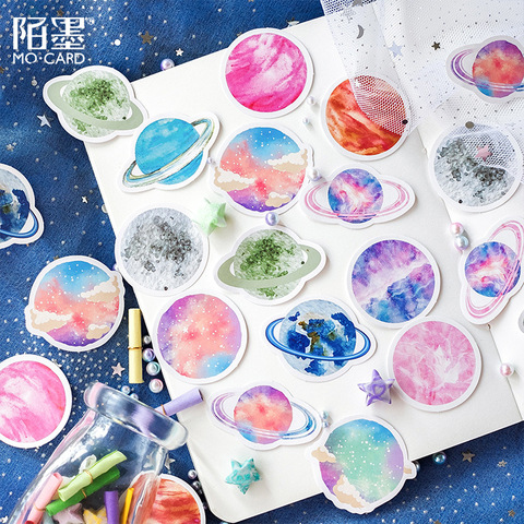 Mohamm Cute Scrapbooking Journal Stationery Diary Japanese Paper Mini Cute Decorative Space Planets Sticker ► Photo 1/5