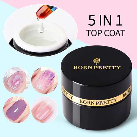 BORN PRETTY 5 IN 1 No-wipe Top Coat Reinforcement Gel Nail Polish Efficient Function Adhesive Water Nail Art Gel DIY Design ► Photo 1/6