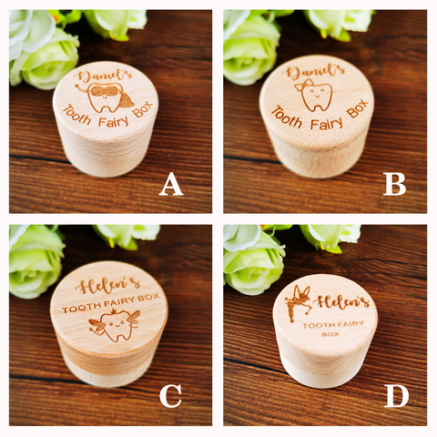 Custom Baby Wood Tooth Fairy Box  Organizer Milk Teeth Storage Collect Teeth Umbilica Save Gifts Baby Souvenir Gift  Keepsake ► Photo 1/5