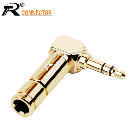 Jack 3.5mm Right Angle Earphone plug 3Pole Gold-plated Wire Connector Fit for 6mm Cable DIY Play Zinc alloy tube ► Photo 1/1