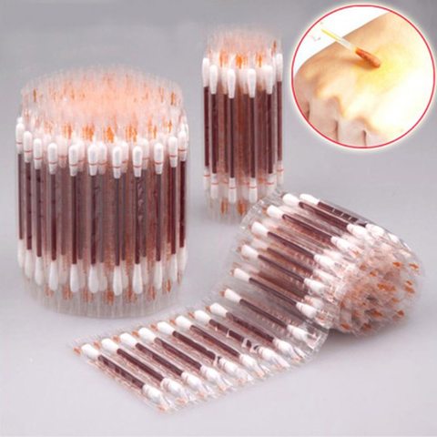 50pcs Medical Multifunction Disinfected Stick Make Up Wood Iodine Disposable Medical Double- Cotton Swab Portable Bar ► Photo 1/6