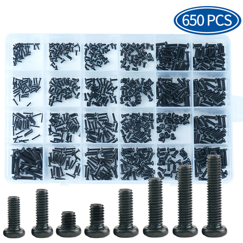 650pcs Cross Recessed Round Pan Head Machine Screws Set M1.4 M1.7 M2 M2.5 M3 Mini Screw laptop computer screw Phillips Screw Kit ► Photo 1/6