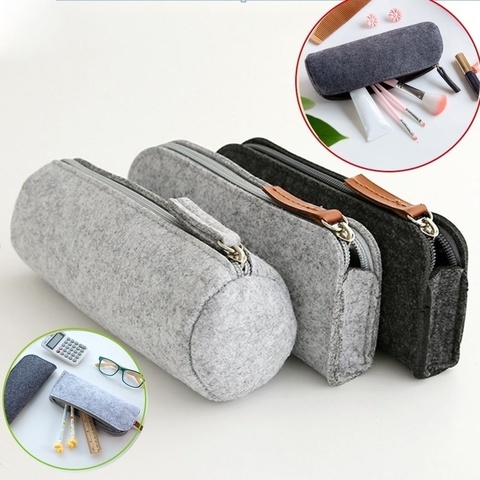 Retro Felt Pencil Pen Case Cosmetic Makeup Coin Pouch Zipper Bag Portable Purse School Stationery Office Supplies ► Photo 1/6