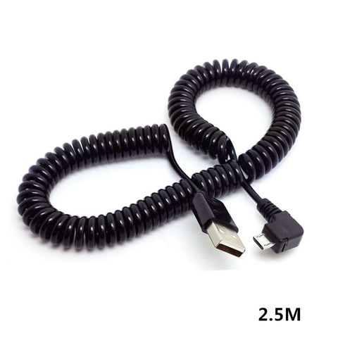 1M 3M 90 Degree Angle Elbow Micro USB Spring Spiral Coiled Retractable Data Charger Charging Cable For Samsung Andriod Phones ► Photo 1/5