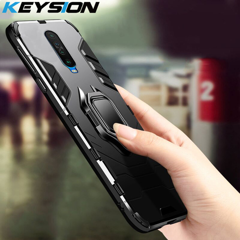 KEYSION Shockproof Armor Case for Xiaomi Redmi K30 Holder Car Ring Phone Back Cover for Redmi K30 5G K20 Note 8 Pro 8T 8 8A 7 7A ► Photo 1/6