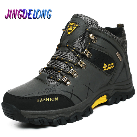 Winter Men's Snow Boots Plush Warm Mens Ankle Boots Waterproof Leather Sneakers Outdoor Non-slip Male Hiking Boots Work Shoes 47 ► Photo 1/6