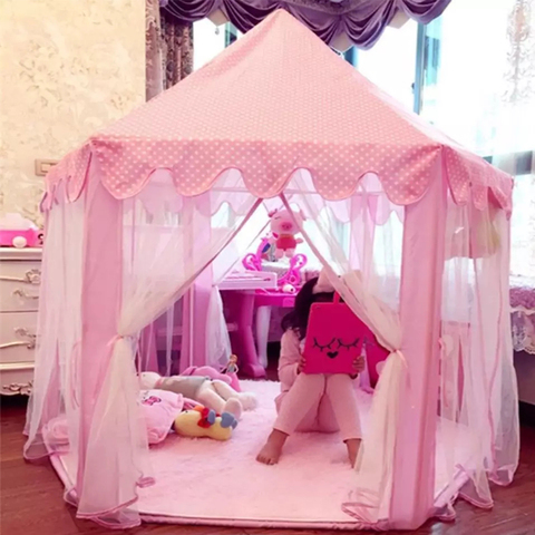 Children Princess Pink Castle Tents Portable Boys Girls Indoor Outdoor Garden Folding Play Tent Lodge Kids Balls Pool Playhouse ► Photo 1/6