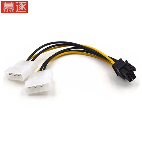 Power Converter Cable - Molex to Pcie 6 pin Adapter 1pcs 6 inch 2 x Molex 4 pin to 6-Pin PCI Express Video Card Pci-e ATX PSU ► Photo 1/6