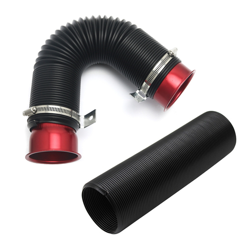 free shipping Universal 1M Flexible Car Engine Cold Air Intake Hose Inlet Ducting Feed Tube Pipe With Connector & Braket ► Photo 1/6