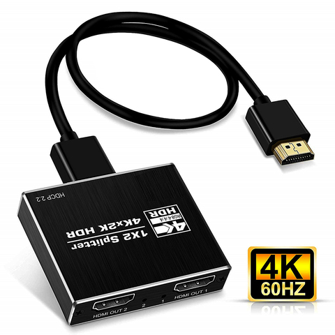 4K UHD HDMI Splitter 2.0 1x2 HDMI 2.0 Splitter HDCP 2.2 HDR Splitter HDMI 2.0 4K/60hz HDMI2.0 Splitter For PS4 pro apple TV PC ► Photo 1/6