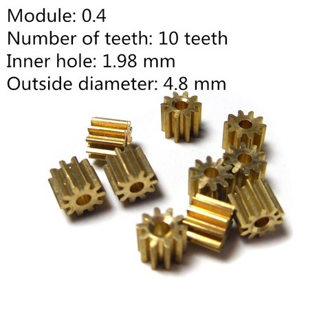 102A 0.4M Copper Pinion Gears 10 Teeth 0.4M 1.98mm Shaft Hole Gear (10pcs/lot) ► Photo 1/1