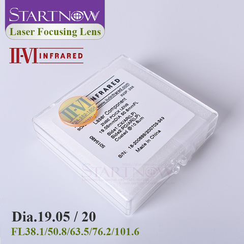 II-VI INFRARED USA CVD ZnSe Focus Lens Dia.19.05mm 20mm Focal Length 38.1 50.8 63.5 76.2 101.6 mm For CO2 Laser Cutting Machine ► Photo 1/1