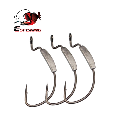 ESFISHING Lead Offset Hook 12pcs Carbon Steel Fishing Hooks Jig Head Big Bass Hook Lead Jig Head Crank for Soft Fishing Lure ► Photo 1/6