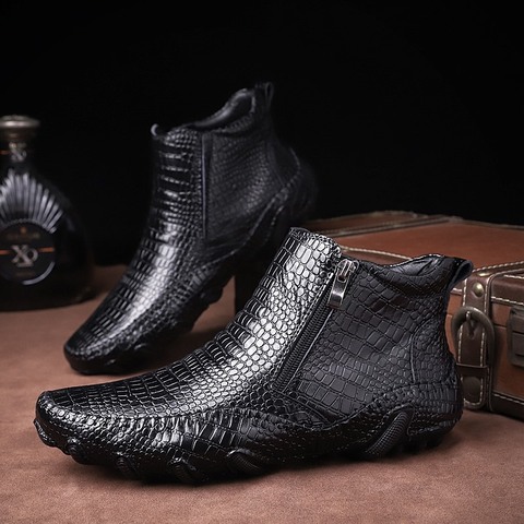 EMOSEWA 2022 New Autumn Winter Fashion Men Boots Vintage Style Casual Men Shoes High-Cut Lace-Up Men Warm Boots Plus Size 38-47 ► Photo 1/6