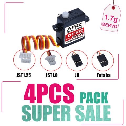 AFRC-D1302 1.7g 4PCS Super micro Digital Servo JST or JR Connector For RC plane car toys Model is special DIY assembly upgrading ► Photo 1/6