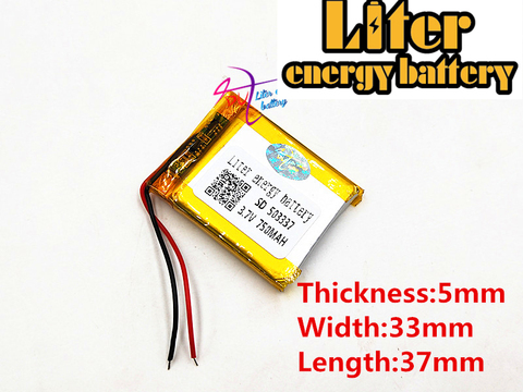 3.7V 750mAh 503337 Lithium Polymer LiPo Rechargeable ion cells For Mp3Mp4 Mp5 DIY PAD E-book bluetooth heads ► Photo 1/2
