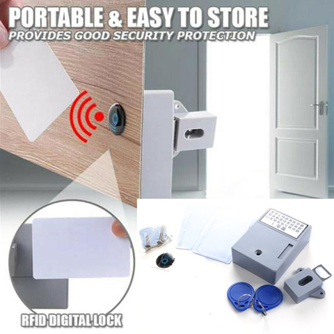 1Set Rfid Card Rfid Ring Drawer Smart Lock Intelligent Hole Free Punch Wardrobe Lock Safety Induction Door Lock Cabinet Nfc Card ► Photo 1/6