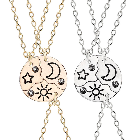 3 Piece Set Sun Moon Star Pendant Necklace Best Friend Bff Friendship Couple Necklace Fashion Jewelry ► Photo 1/6