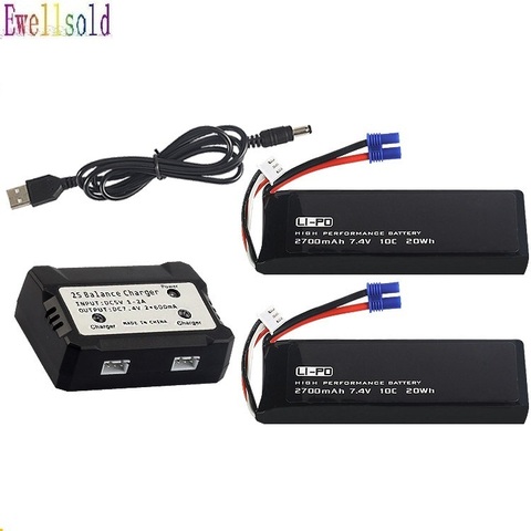 Ewellsold 7.4V 2700mAh lipo battery 10C batter/ charger For Original H501C H501S H501A  X4  RC Quadcopter Parts  7.4 v 2700 mah ► Photo 1/4