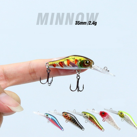 1PCS NEW Arrive ULTRA LIGHT Fishing Lure 2.4g 35mm deep 1-1.5m mini Minnow Hard Bait For Perch Trout Bass ► Photo 1/6